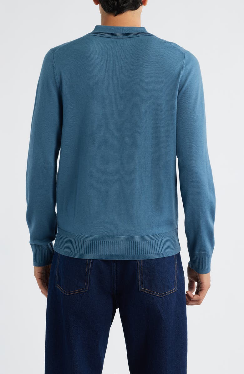 PS Paul Smith Long Sleeve Tipped Wool Polo Sweater, Alternate, color, Petrol Blue