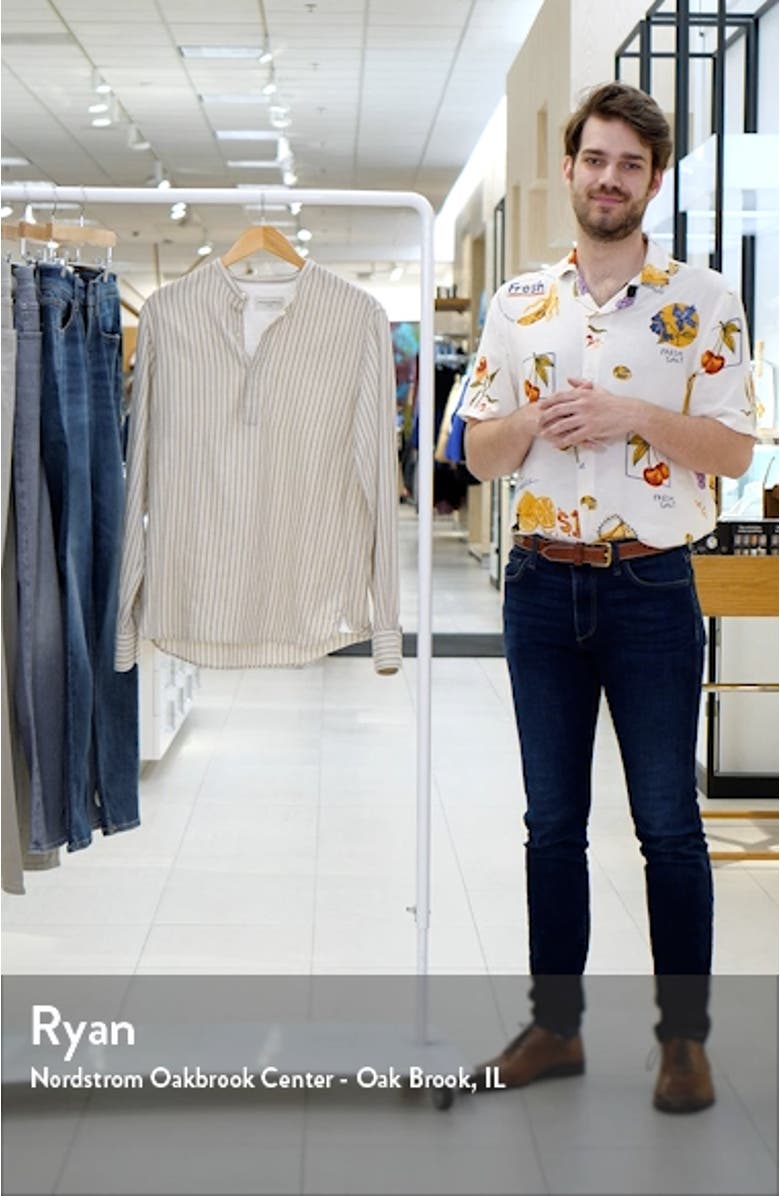 Alfred Stripe Brushed Cotton Button Front Shirt, sales video thumbnail