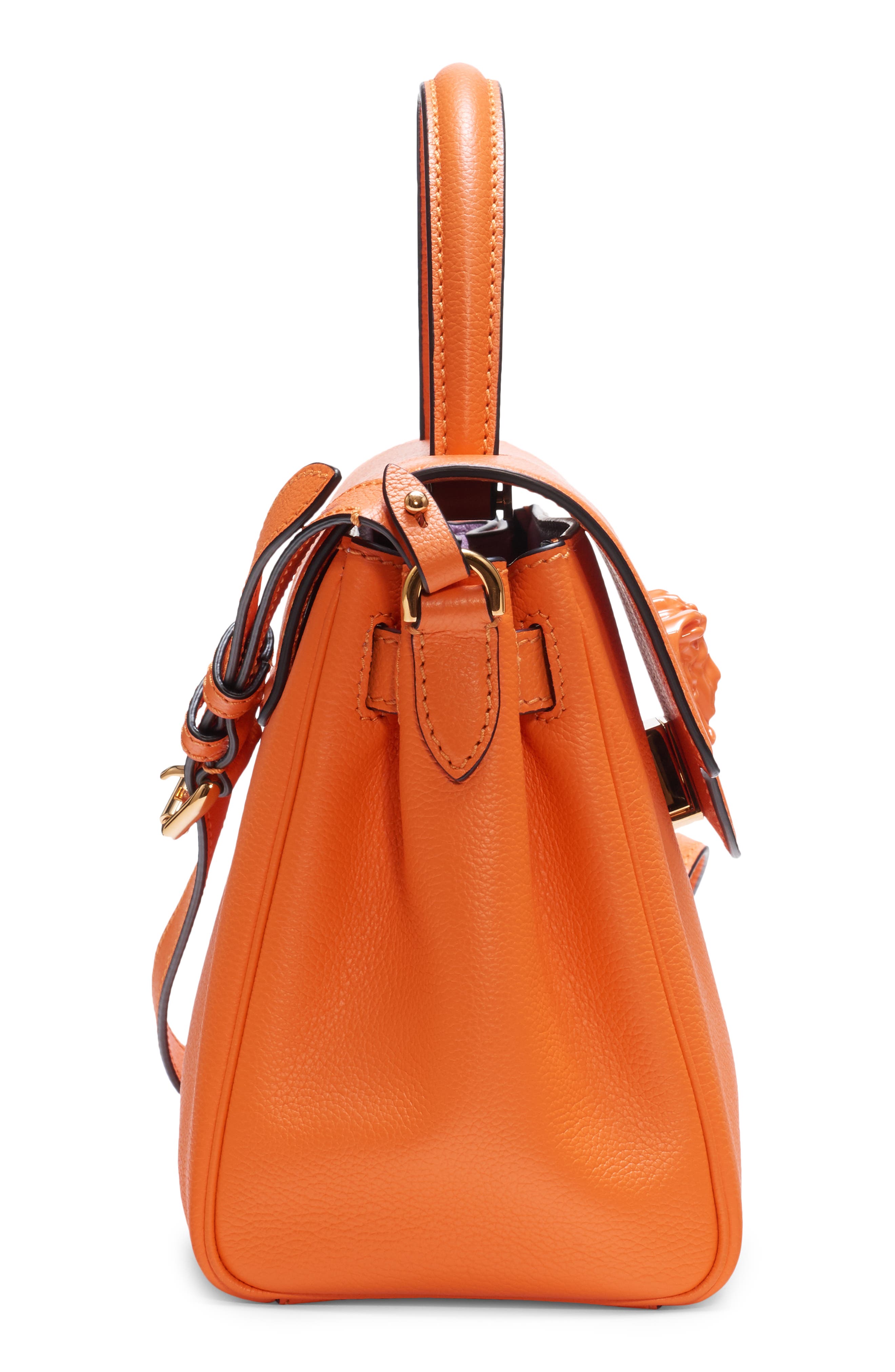 La Medusa Medium Leather Top Handle Bag, Alternate, color, ORANGE