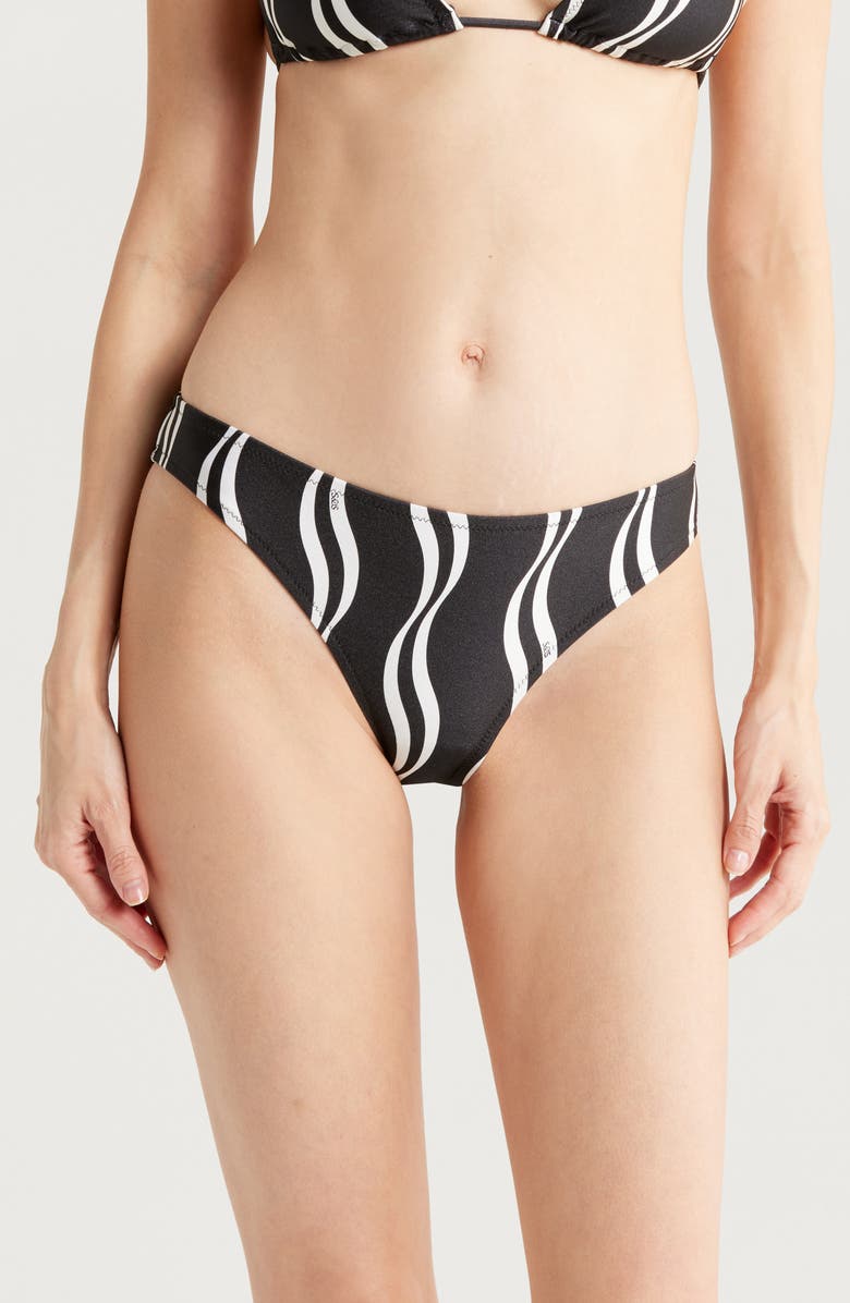 Solid & Striped Tati Bikini Bottoms, Main, color, Wavy Stripe Noir