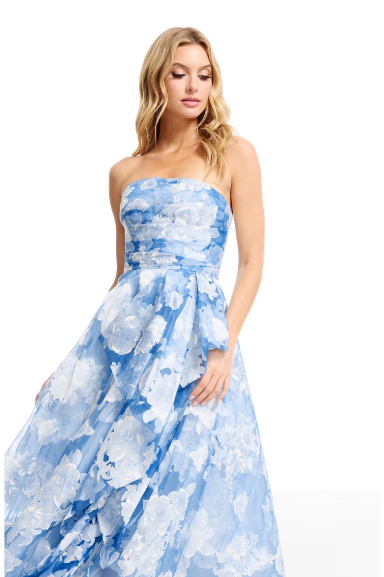 Kit Floral Strapless A-Line Gown, Alternate, color, SKY MULTI