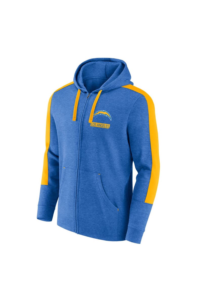 FANATICS Men's Fanatics  Heather Powder Blue Los Angeles Chargers Gains Full-Zip Hoodie, Alternate, color, Heather Powder Blue