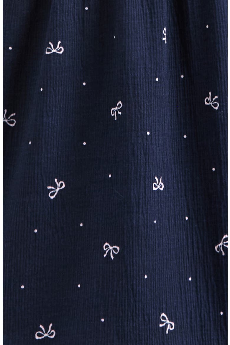 Kids' Ruffle Hem Smocked Dress, Alternate, color, NAVY- PINK DOTTY BOWS