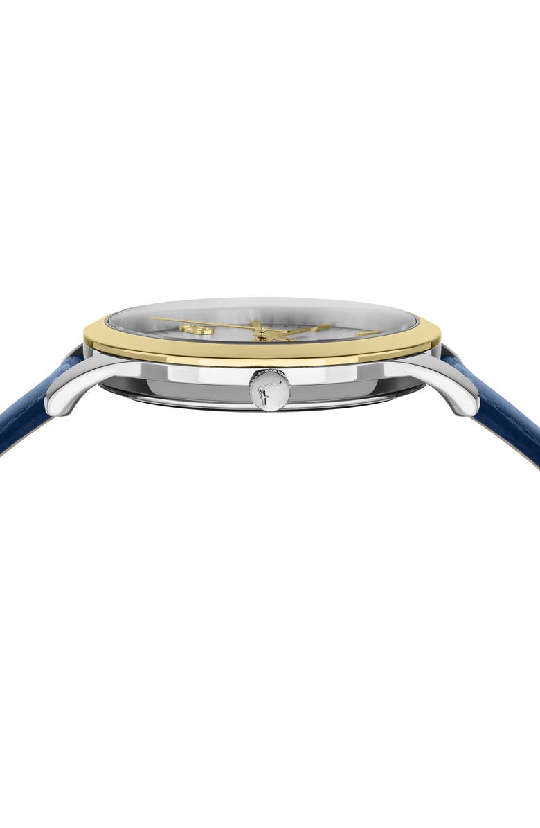 FERRAGAMO Croc-Embossed Leather Strap Watch, 35mm, Alternate, color,