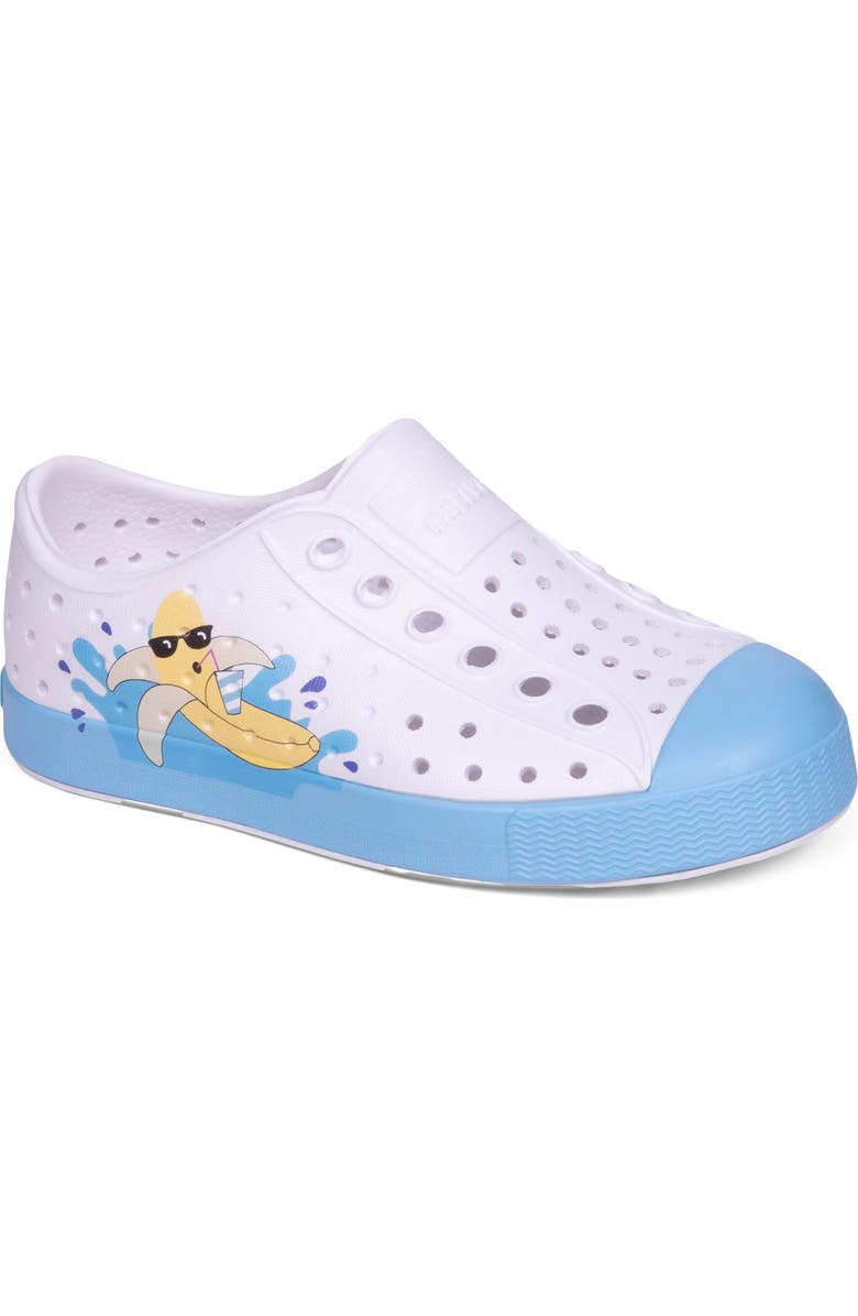 Native Shoes Jefferson Sugarlite Slip-On Sneaker, Main, color, White/ Aqrs Blue/ Banana Block