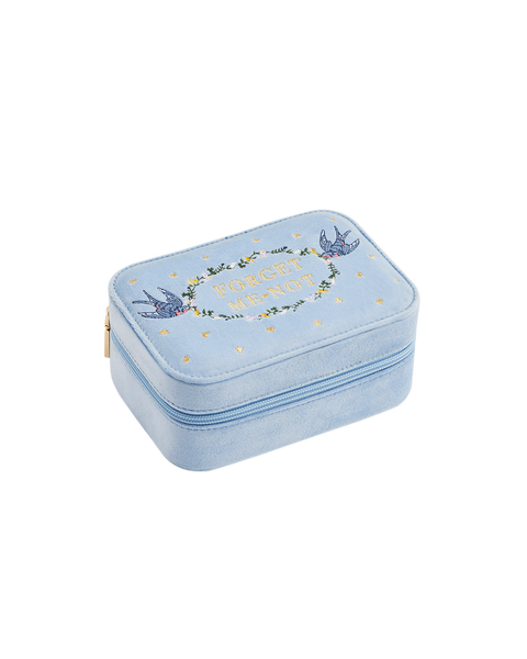 Forget Me Not Velvet Embroidered Large Jewellery Box