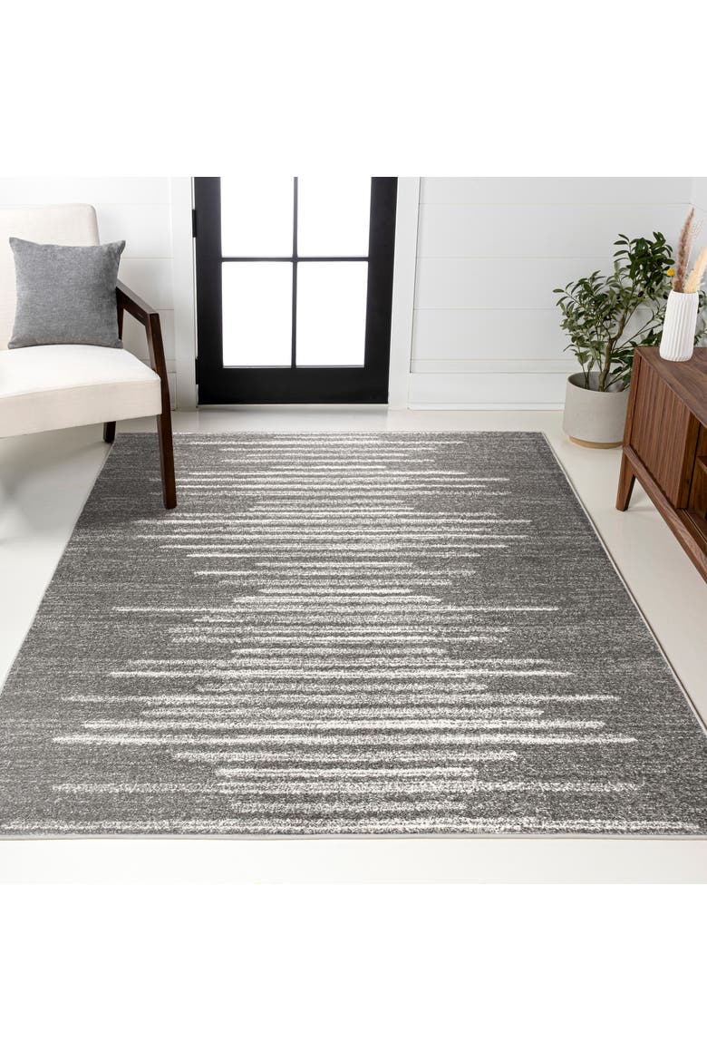 Aya Berber Stripe Geometric Area Rug, Alternate, color, Gray/Cream