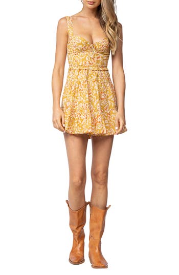 Sky to Moon Plunge Neck Open Back Minidress in Orange at Nordstrom Rack, Size Small