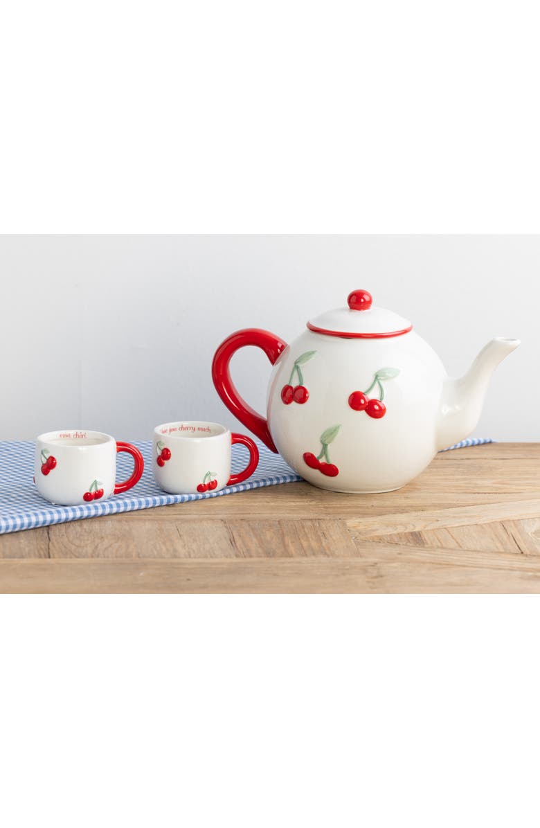 Transpac Dolomite Espresso Cherry Mug Set of 2 Multicolored for Spring Serving and Entertaining, Alternate, color, Multicolored