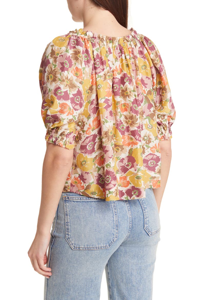 The Garland Floral Print Silk Blouse, Alternate, color, GOLDEN LILAC FLOWER