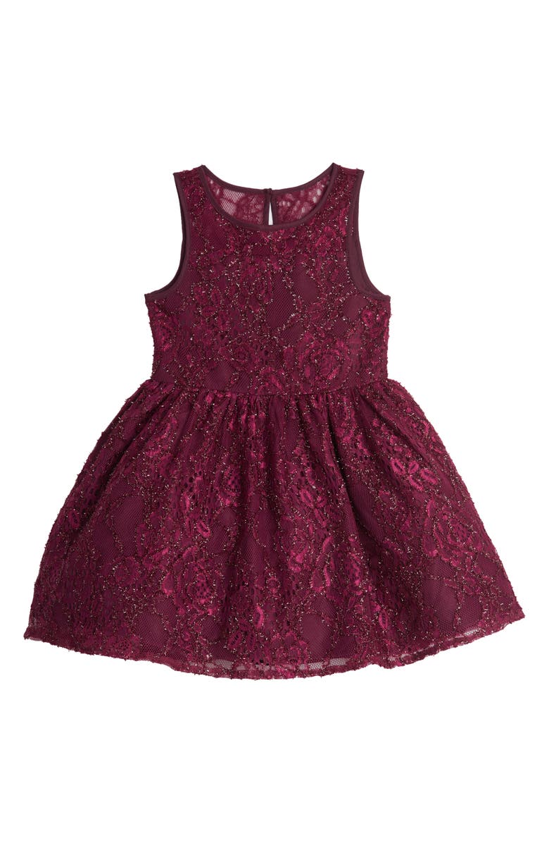 Pippa & Julie Illusion Shimmer Lace Party Dress, Main, color, 
