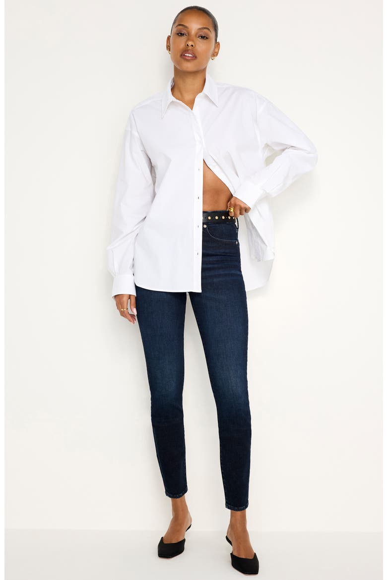 Perfect Cotton Poplin Button-Up Shirt, Alternate, color, WHITE001