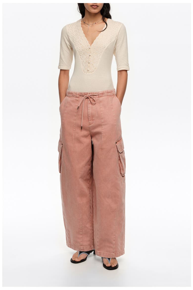 Denim Cargo Trousers, Main, color, PEACH
