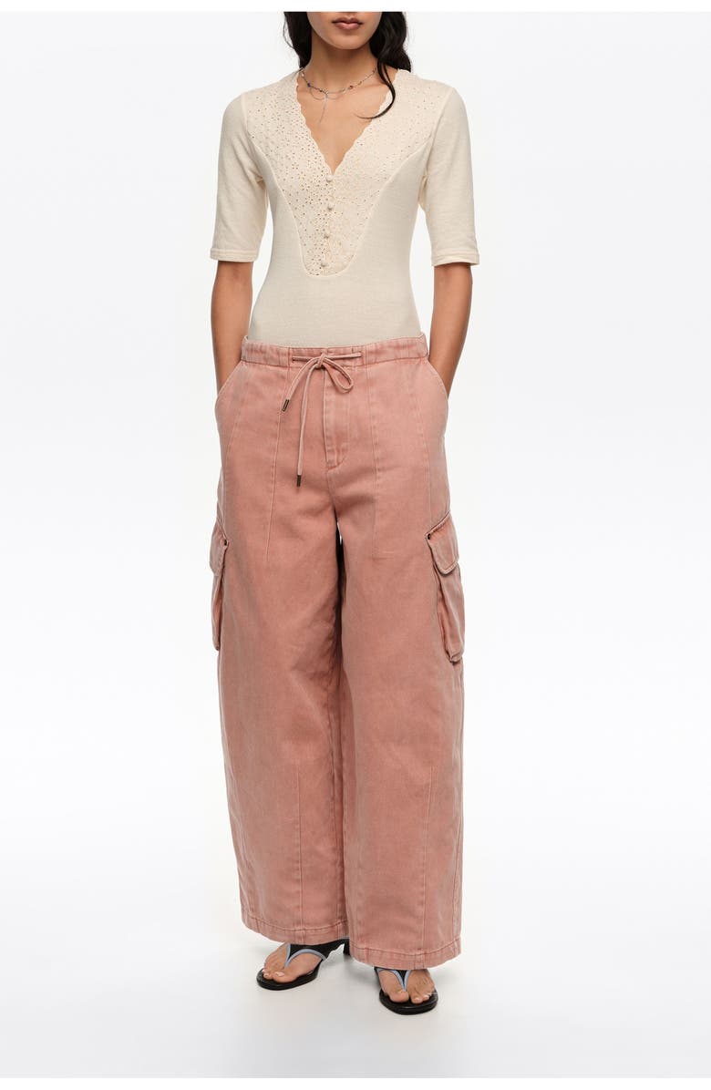 Bimba y Lola Denim Cargo Trousers, Main, color, Peach
