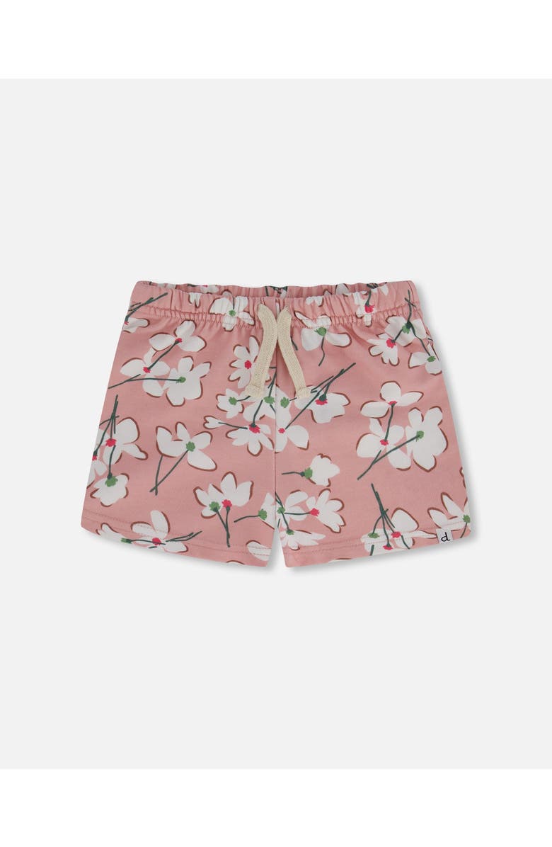 Deux par Deux Baby Girl's French Terry Short Pink Jasmine Flower Print, Main, color, 