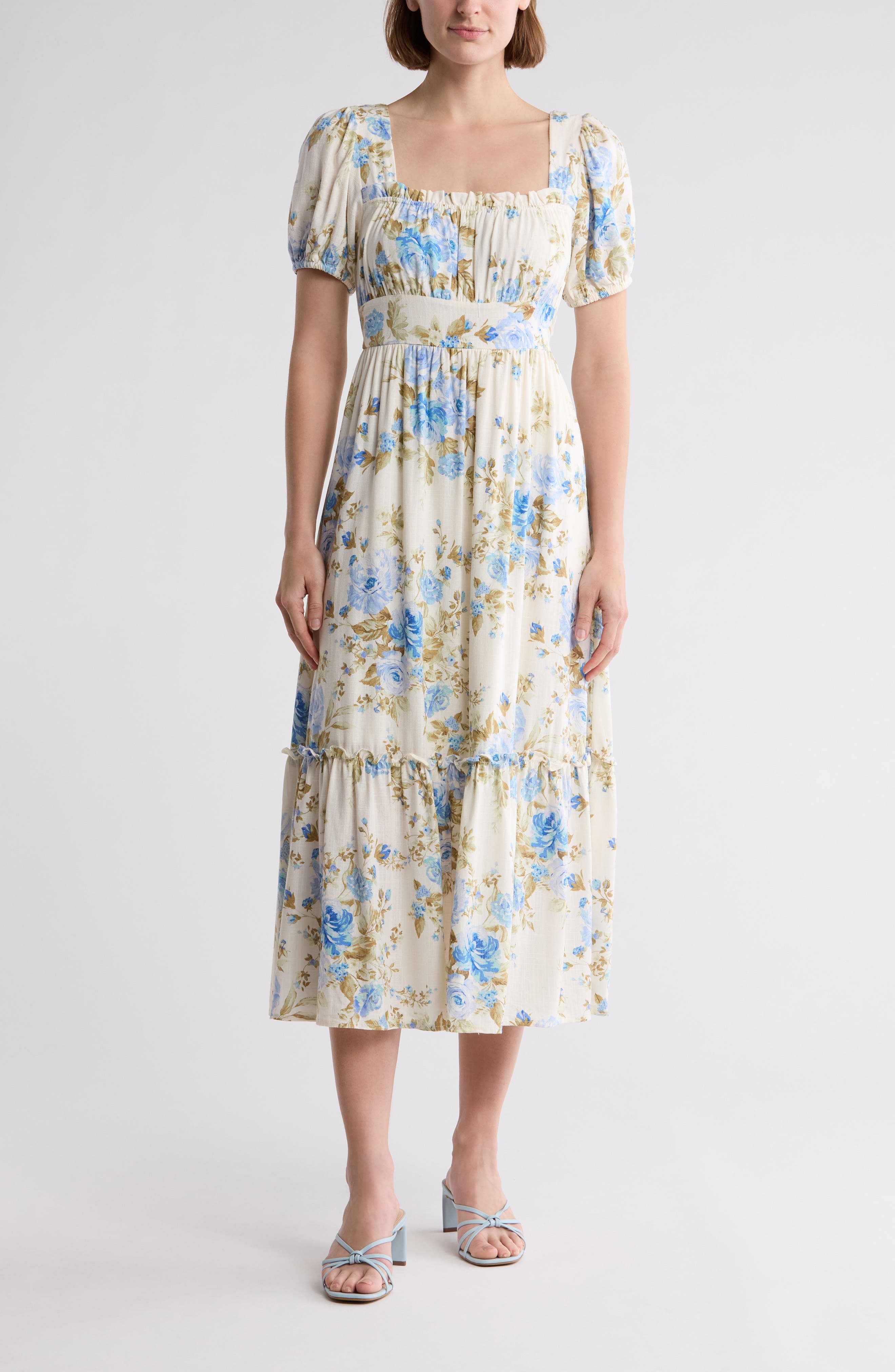 AUGUST SKY Floral Midi Dress