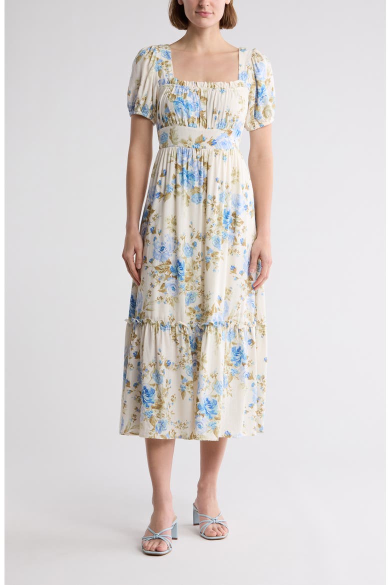 Floral Midi Dress, Main, color, BLUE MULTI