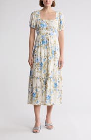 AUGUST SKY Floral Midi Dress