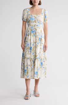 AUGUST SKY Floral Midi Dress
