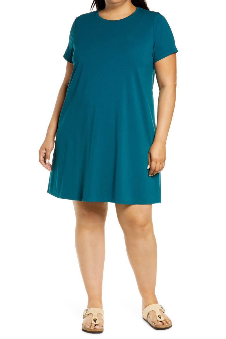 Organic Cotton Jersey Shift Dress, Main, color, AEGEAN