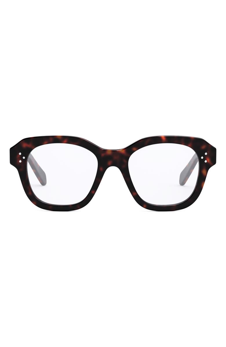 CELINE Bold 3 Dots 50mm Butterfly Optical Glasses, Main, color, Dark Havana
