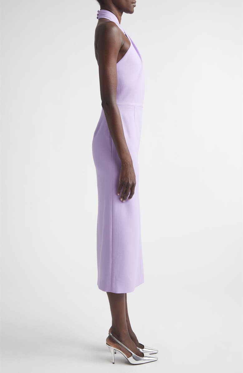 Carolina Herrera Twisted Halter Stretch Wool Midi Dress, Alternate, color, Violeta