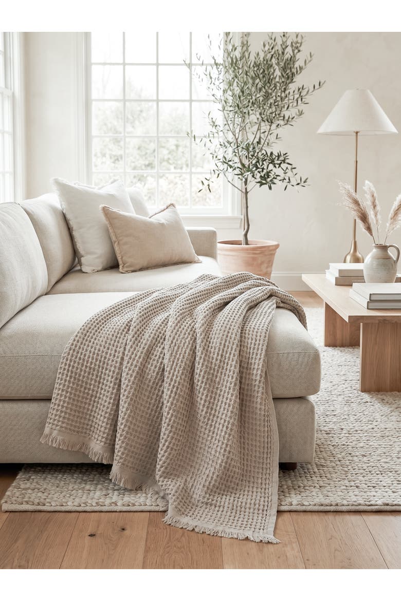 Turkish Cotton Waffle Throw, Alternate, color, Antique Beige