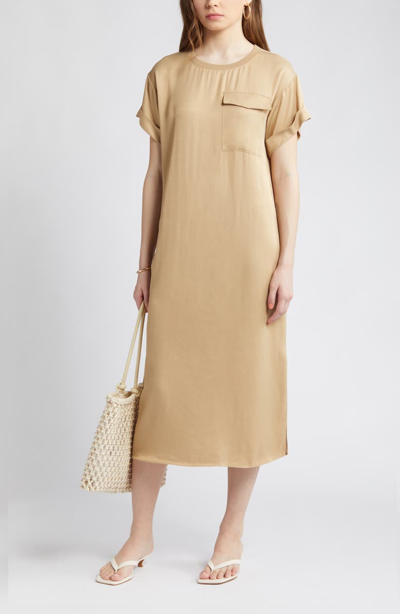 Nordstrom Satin T-Shirt Dress, Alternate, color,