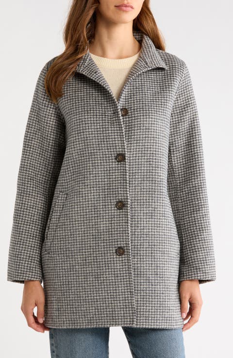 Stephanie Herringbone Wool Blend Cocoon Coat