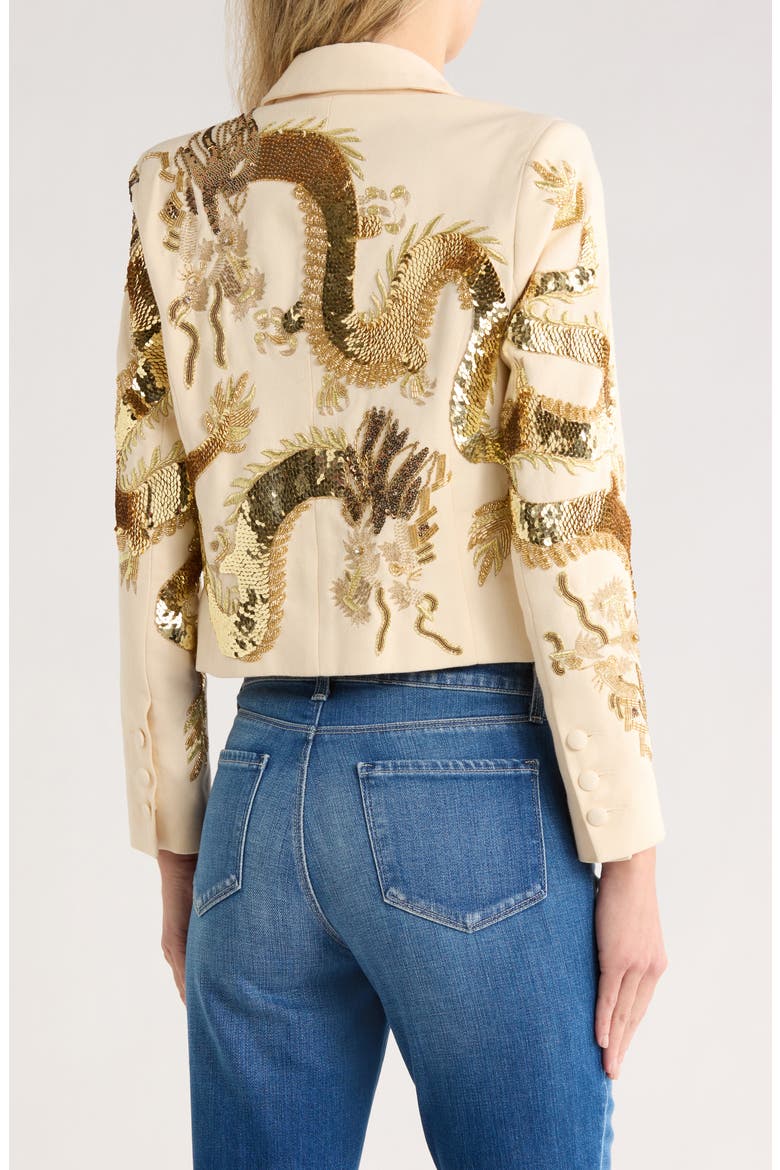 Noely Beaded Dragon Cropped Blazer, Alternate, color, ECRU/ DRAGON EMBELLISHMENT