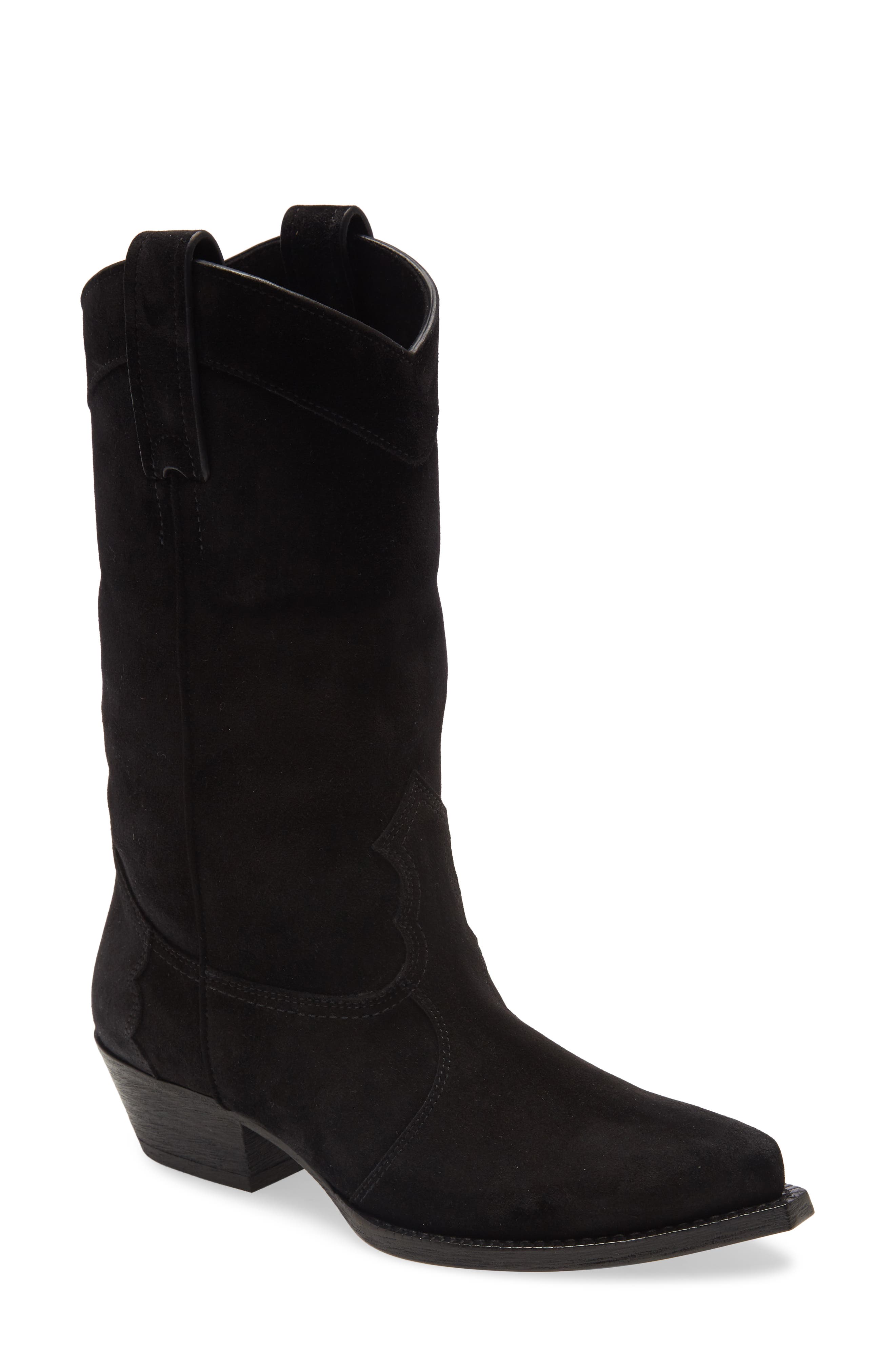 Saint Laurent Houston Suede Cowboy Boot, Main, color, 