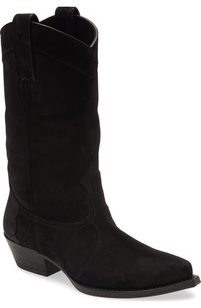 Saint Laurent Houston Suede Cowboy Boot, Main, color,