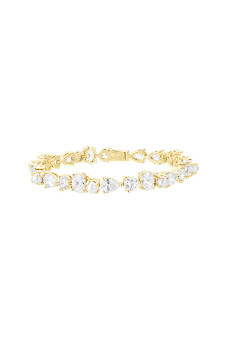 Ever After Pearl and Crystal Bracelet, Main, color, Metallic Gold