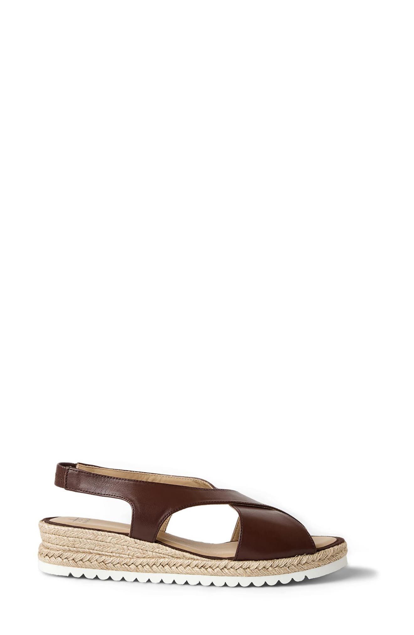 Adelina Weatherproof Slingback Espadrille Platform Wedge Sandal, Alternate, color, ASH BROWN LEATHER
