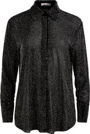 Alice + Olivia Crystal Detail Button-Up Shirt