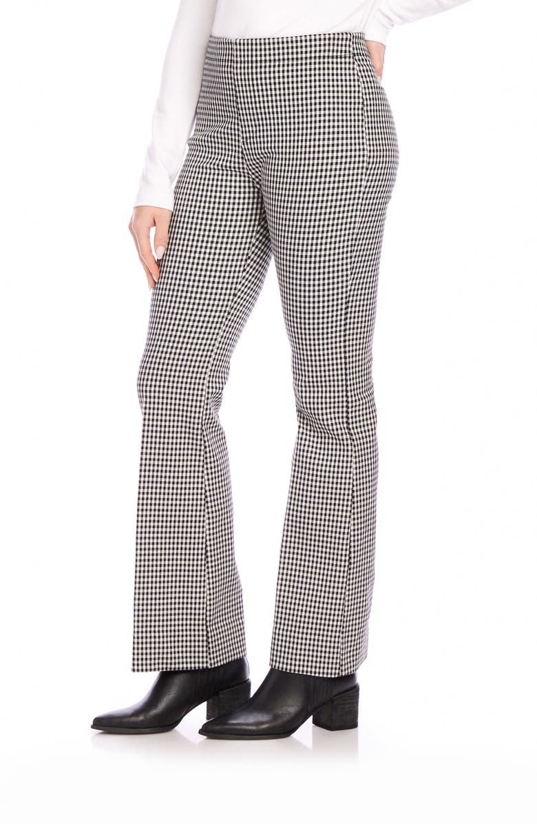 Karen Kane Check Woven Bootcut Pants, Alternate, color, Black/ Off White