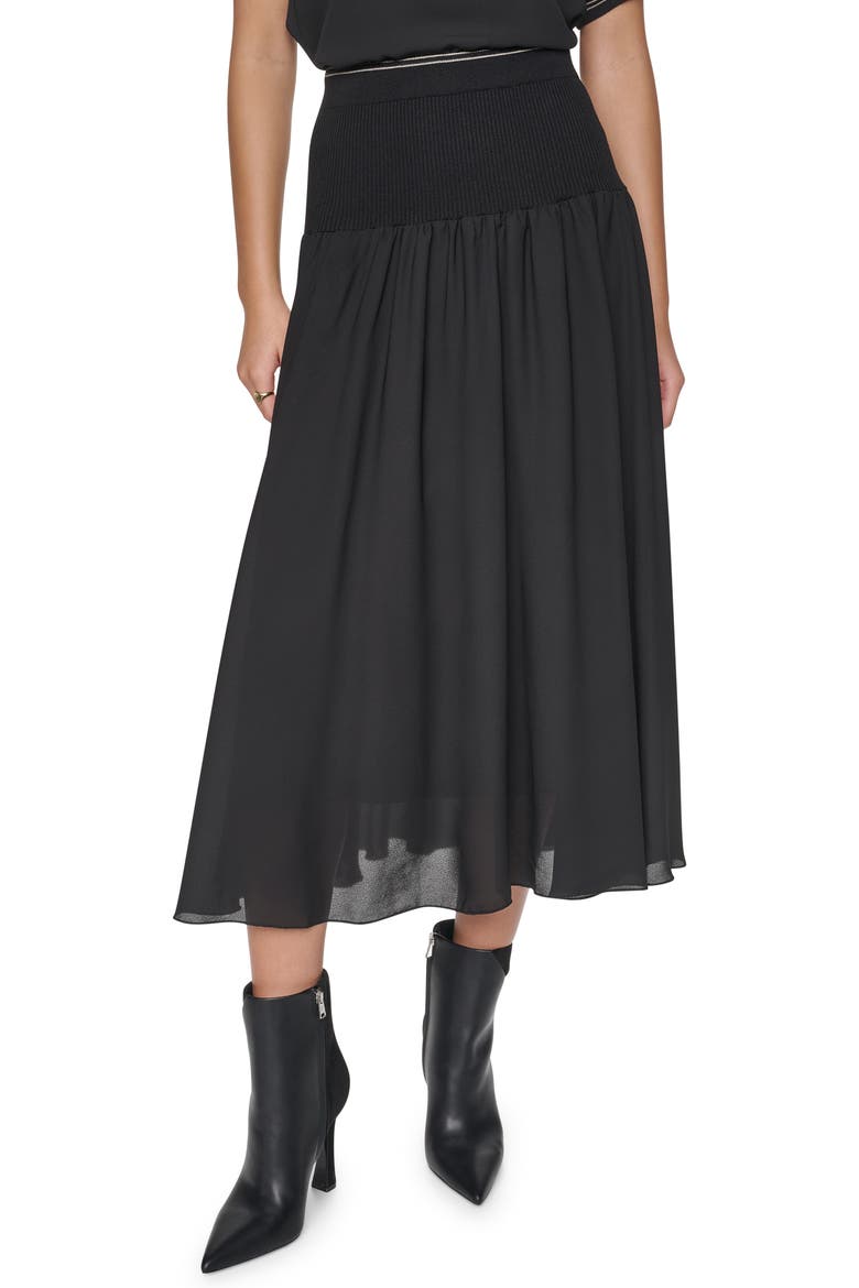 Mixed Media Skirt, Main, color, BLACK