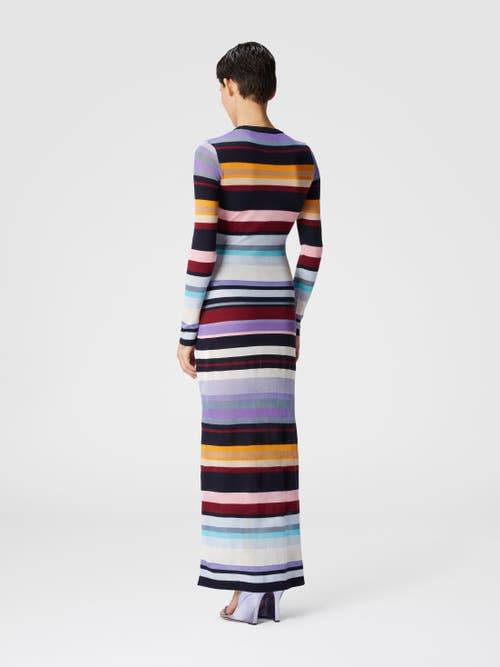 Missoni Wool Blend Long Sleeve Knit Maxi Dress In Multicoloured