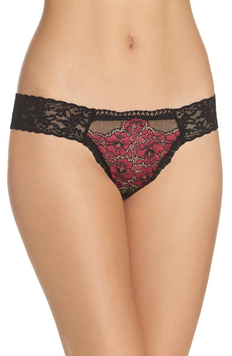Hanky Panky Bright Rose Petal Thong, Main, color, 