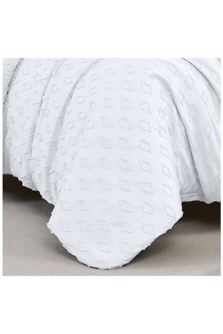 Delta Clipped Jacquard Duvet Cover Set, Alternate, color, WHITE