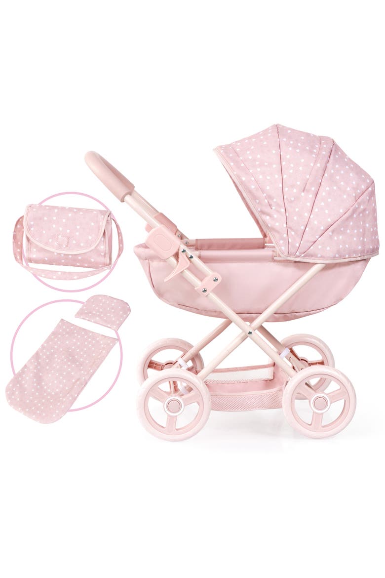 Doll Pram Cosy Play Push Stroller Fits 18" Dolls, Ages 3+, Alternate, color, Multicolored