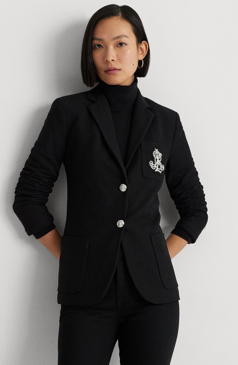 Lauren Ralph Lauren Bullion Jacquard Blazer, Alternate, color, Polo Black