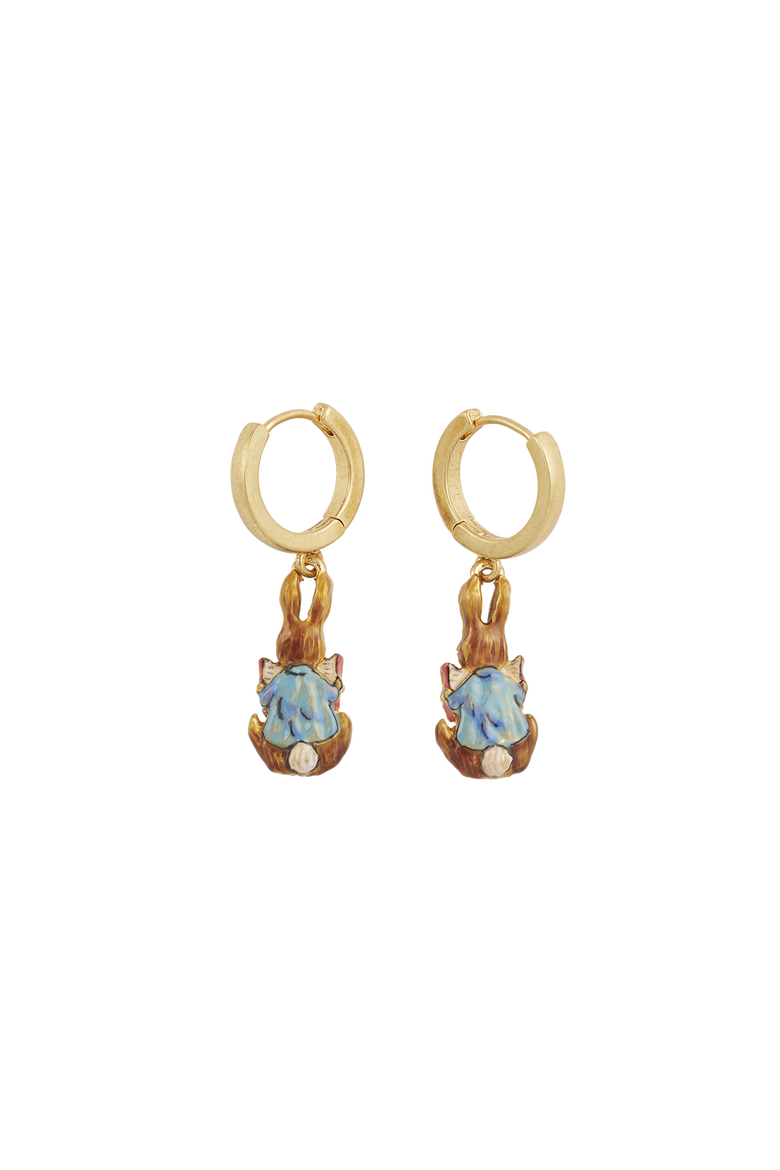 x Peter Rabbit Reading Charm Huggie Earrings, Main, color, Gold