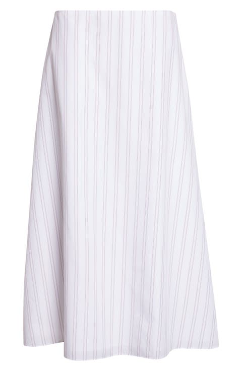Stripe Cotton A-Line Skirt