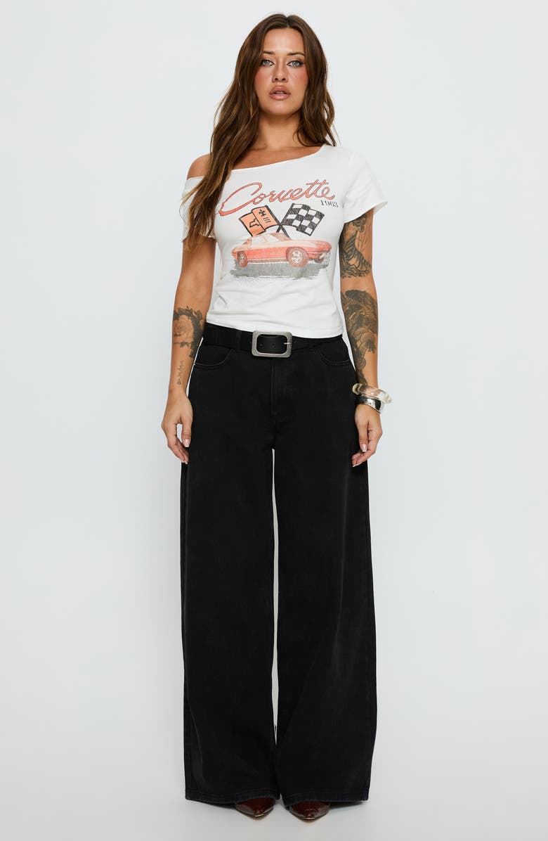 Princess Polly Corvette 1963 One Shoulder Graphic T-Shirt, Alternate, color, White