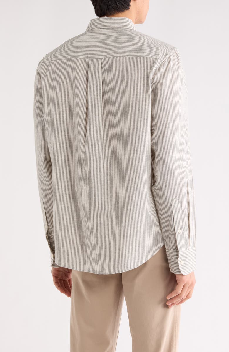 14th & Union Linen Stripe Long Sleeve Shirt, Alternate, color, Grey- Ivory Even Stripe