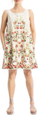 MAX STUDIO LONDON Floral Linen Blend Shift Dress