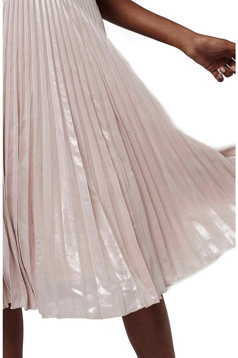 Metallic Pleated Midi Skirt, Alternate, color, LIGHT PINK