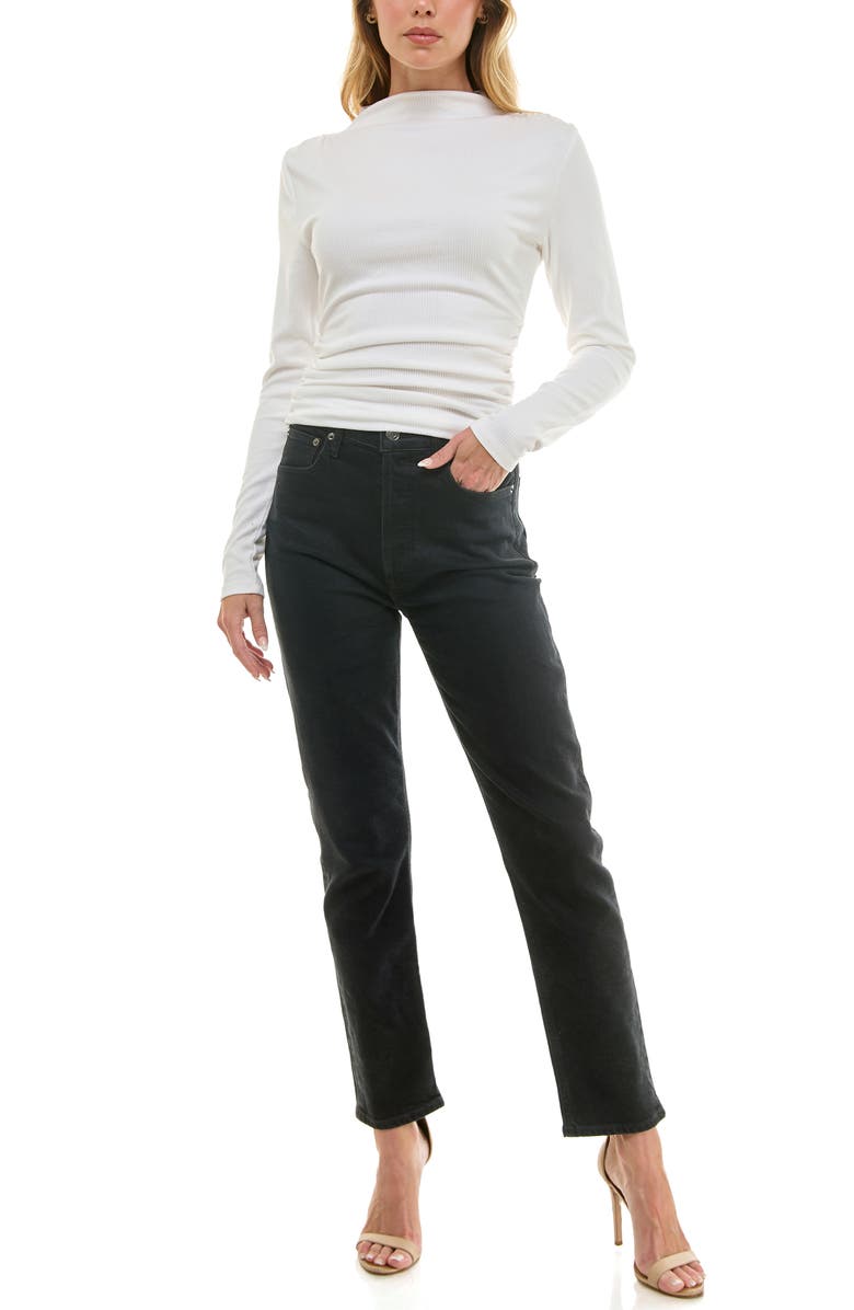 Urban Social Long Sleeve Mock Neck Rib Knit Top, Alternate, color, White