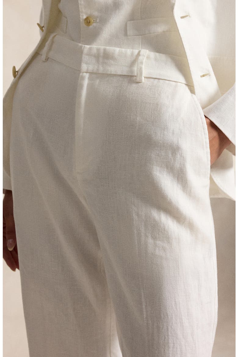 Straight Leg Linen Pants, Alternate, color, WHITE